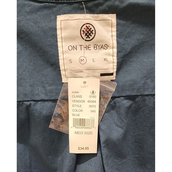 NWT Pacsun On The Byas Mens Button-Up Shirt Sz M Blue Cotton Short Sleeve Tribal - Picture 6 of 8